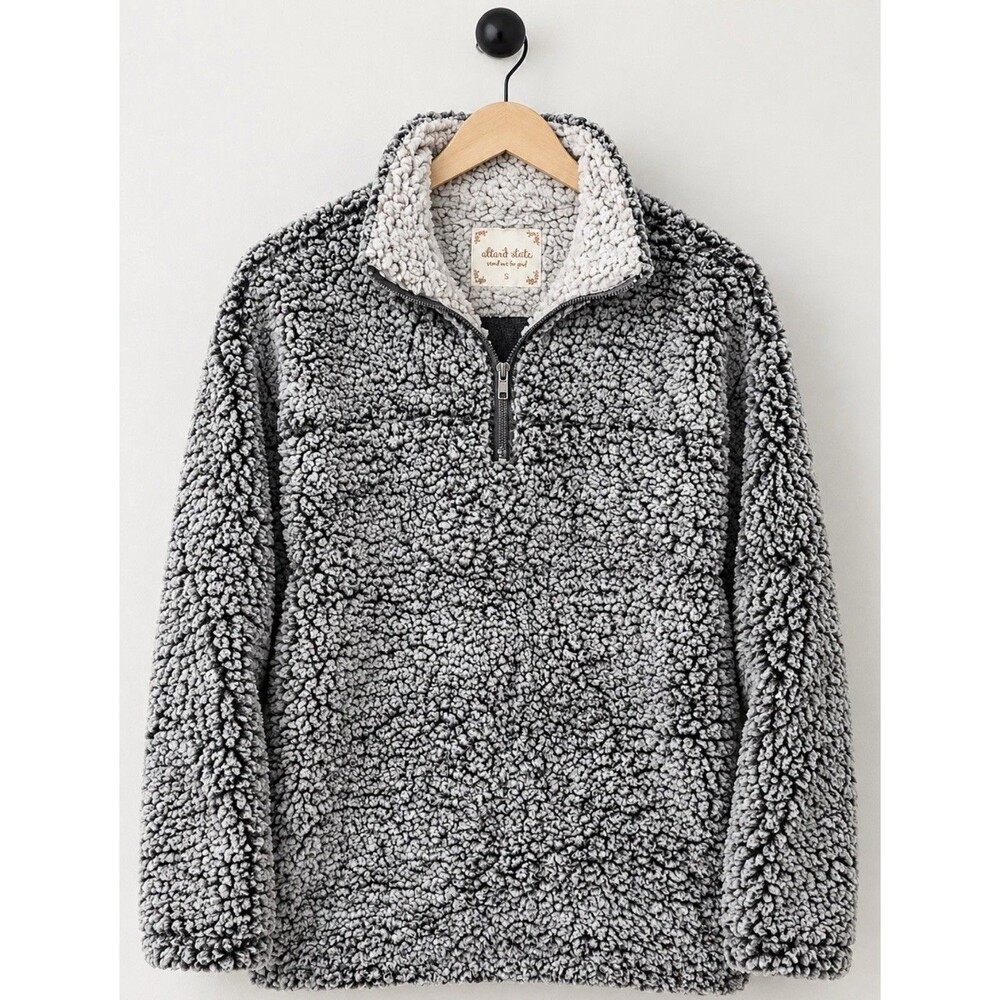 Altar'd State Women Small Charcoal Teddy Sherpa Fleece Quarter Zip Pullover